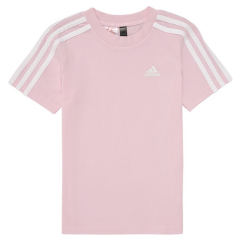 Υφασμάτινα Κορίτσι T-shirt με κοντά μανίκια Adidas Sportswear LK 3S CO TEE Ροζ / Άσπρο