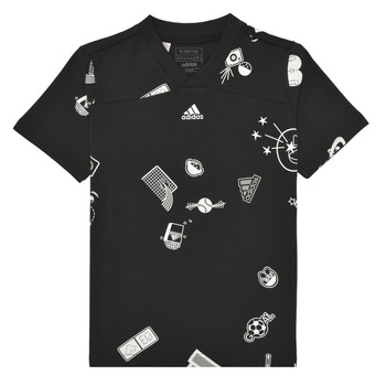 Υφασμάτινα Παιδί T-shirt με κοντά μανίκια Adidas Sportswear J BLUV T Black / Άσπρο