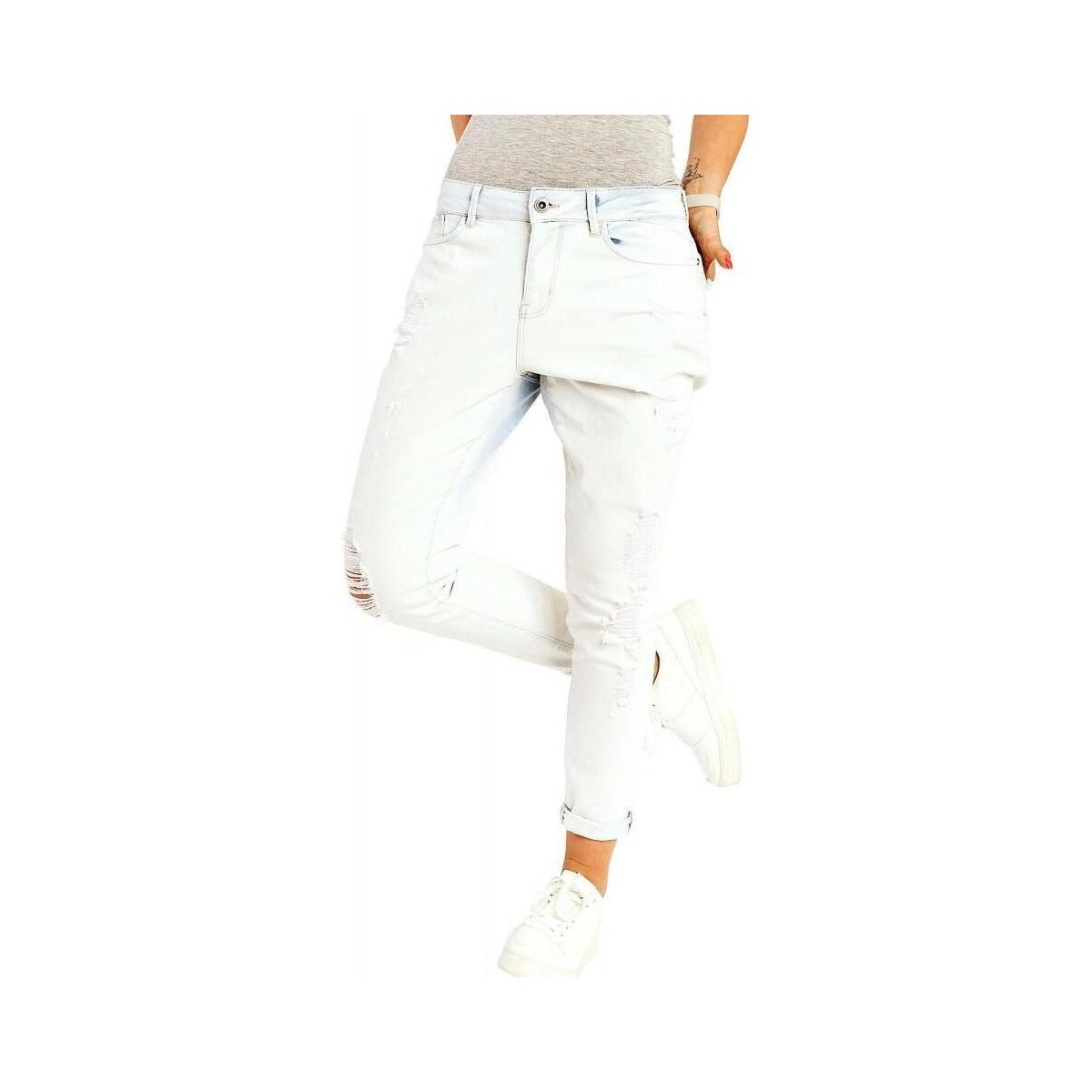 Υφασμάτινα Γυναίκα Παντελόνια Only Lima Boyfriend Jeans L32 - White Άσπρο