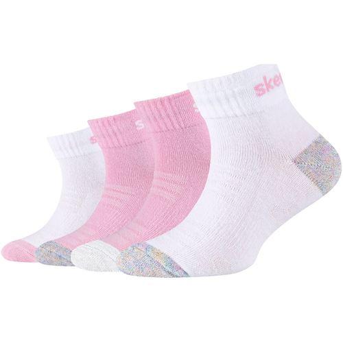 Εσώρουχα Κορίτσι Αθλητικές κάλτσες  Skechers 4PPK Girls Mesh Ventilation Quarter Socks Ροζ