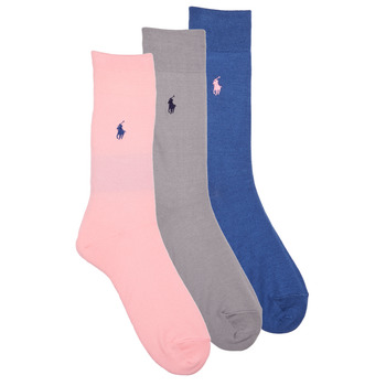 Αξεσουάρ Κάλτσες Polo Ralph Lauren 84023PK-MERC 3PK-CREW SOCK-3 PACK Marine / Grey / Ροζ