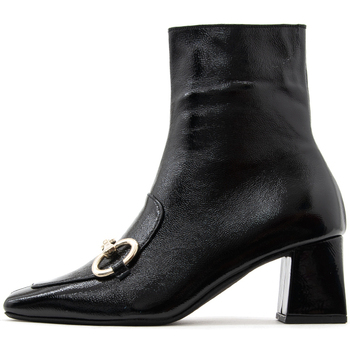 Παπούτσια Γυναίκα Χαμηλές Μπότες Bacali Collection PATENT LEATHER MID HEEL ANKLE BOOTS WOMEN ΜΑΥΡΟ
