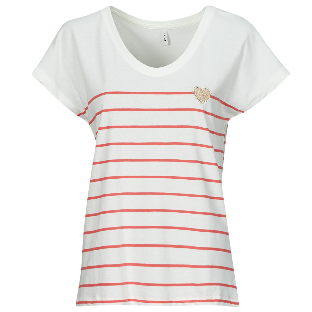 Υφασμάτινα Γυναίκα T-shirt με κοντά μανίκια Only ONLEMILY Ecru / Red