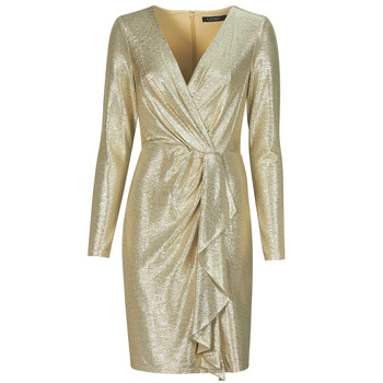 Υφασμάτινα Γυναίκα Κοντά Φορέματα Lauren Ralph Lauren CINLAIT-LONG SLEEVE-COCKTAIL DRESS Gold