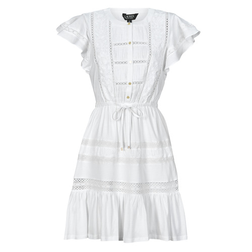 Υφασμάτινα Γυναίκα Κοντά Φορέματα Lauren Ralph Lauren TANVEITTE-SHORT SLEEVE-DAY DRESS Άσπρο