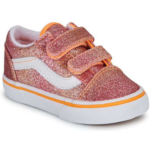 Παπούτσια Κορίτσι Χαμηλά Sneakers Vans Old Skool V SUNRISE GLITTER MULTI/TRUE WHITE Orange / Red