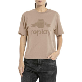 Υφασμάτινα Γυναίκα T-shirt με κοντά μανίκια Replay HEAVY COTTON PIECE DYED T-SHIRT WOMEN ΜΠΕΖ