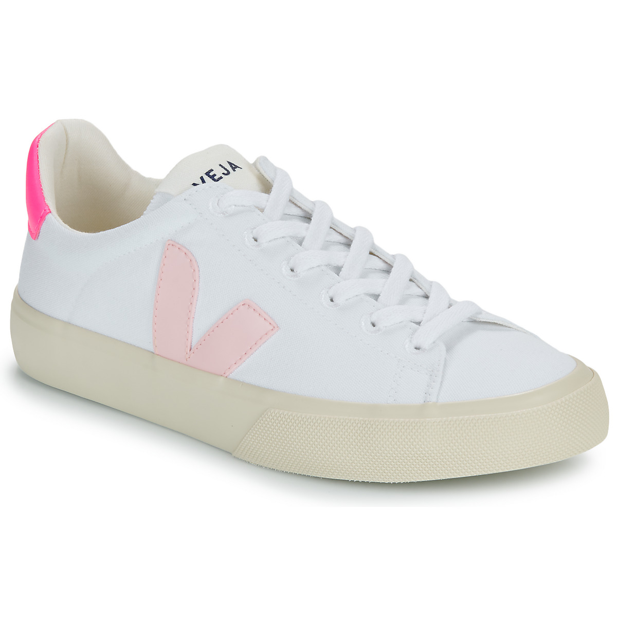 Παπούτσια Γυναίκα Χαμηλά Sneakers Veja CAMPO CANVAS Άσπρο / Ροζ