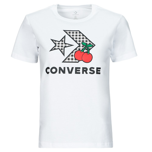 Υφασμάτινα Γυναίκα T-shirt με κοντά μανίκια Converse CHERRY STAR CHEVRON INFILL TEE WHITE Άσπρο