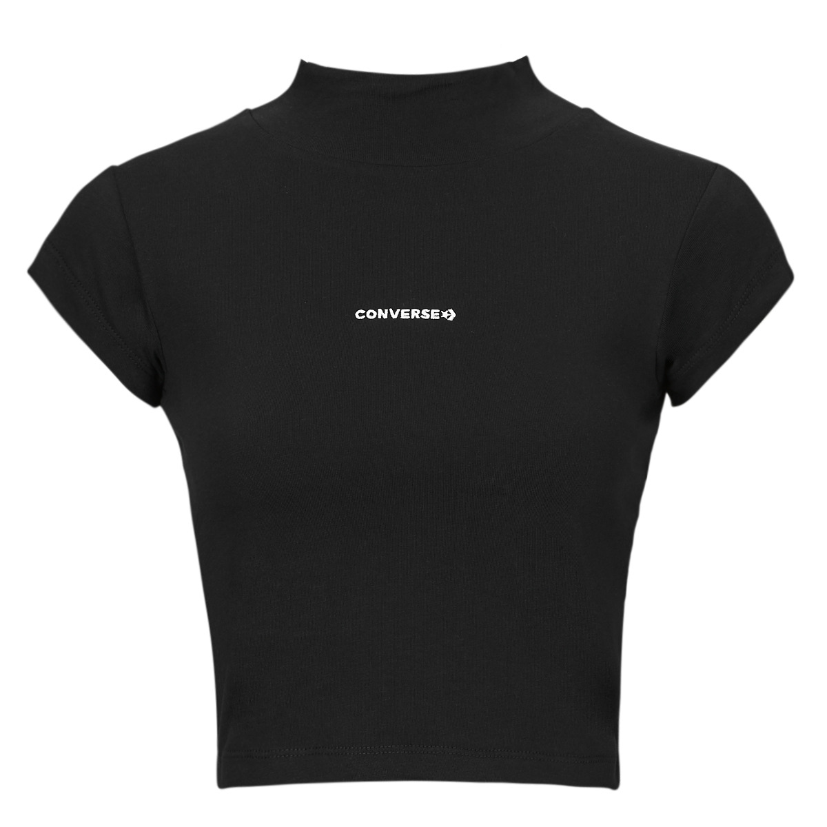 Υφασμάτινα Γυναίκα T-shirt με κοντά μανίκια Converse WORDMARK TOP BLACK Black