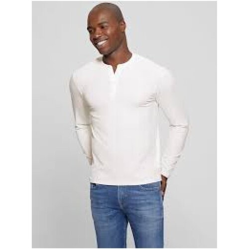 Υφασμάτινα Άνδρας Μπλουζάκια με μακριά μανίκια Guess M3BP24 KBWH2 Άσπρο