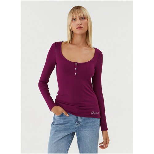 Υφασμάτινα Γυναίκα Μπλουζάκια με μακριά μανίκια Guess W2YP46 KBCO2 Violet