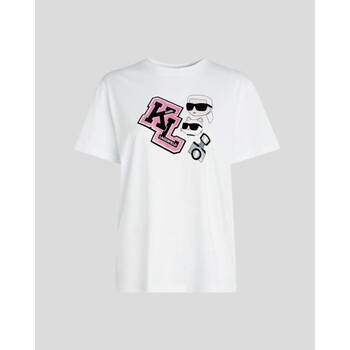 Υφασμάτινα Γυναίκα T-shirts & Μπλούζες Karl Lagerfeld 240W1727 OVERSIZED IKONIK VARSITY TEE Άσπρο