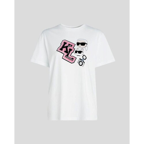 Υφασμάτινα Γυναίκα T-shirts & Μπλούζες Karl Lagerfeld 240W1727 OVERSIZED IKONIK VARSITY TEE Άσπρο