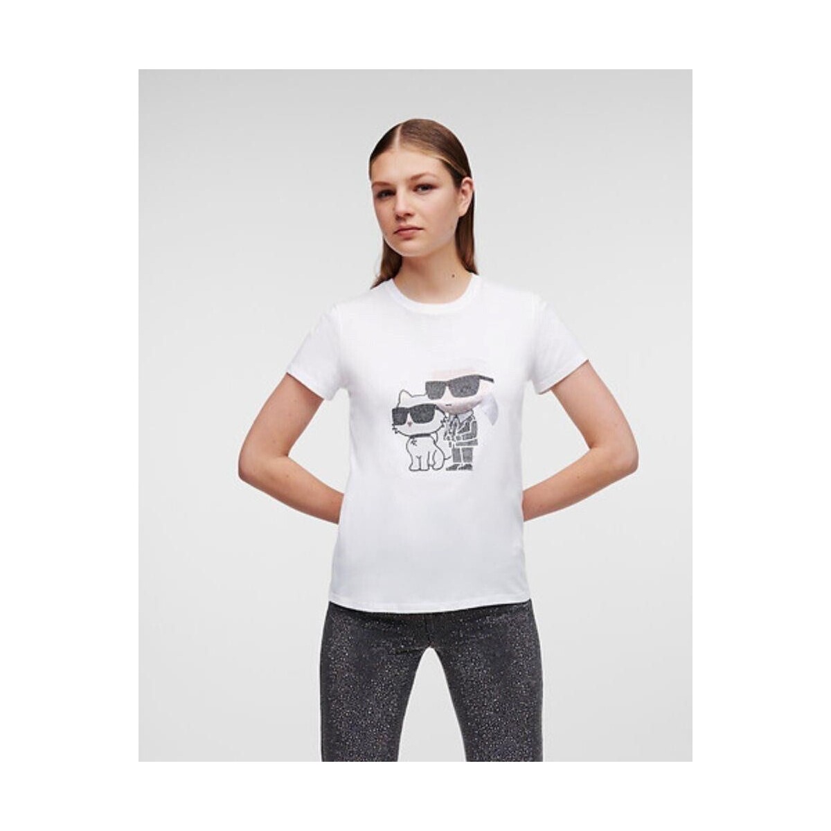 Υφασμάτινα Γυναίκα T-shirts & Μπλούζες Karl Lagerfeld 230W1772 IKONIK 2 0 Άσπρο