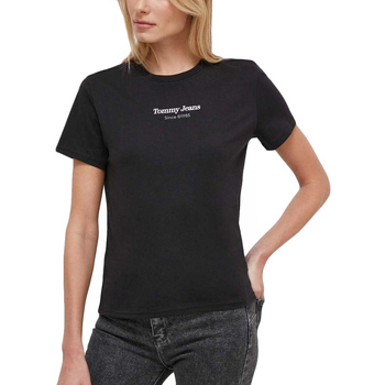 Υφασμάτινα Γυναίκα T-shirt με κοντά μανίκια Tommy Hilfiger TOMMY JEANS ESSENTIAL LOGO 1 REGULAR FIT T-SHIRT WOMEN ΛΕΥΚΟ- ΜΑΥΡΟ