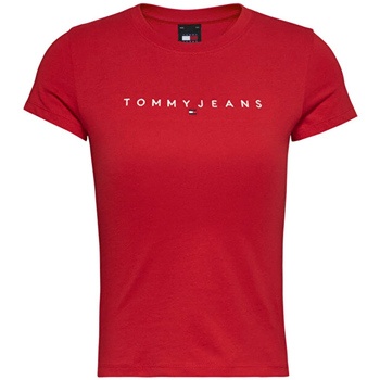 Υφασμάτινα Γυναίκα T-shirt με κοντά μανίκια Tommy Hilfiger TOMMY JEANS LINEAR SLIM FIT T-SHIRT WOMEN ΚΟΚΚΙΝΟ