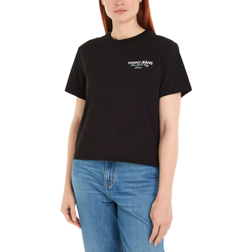 Υφασμάτινα Γυναίκα T-shirt με κοντά μανίκια Tommy Hilfiger TOMMY JEANS ESSENTIAL LOGO 2 BOXY FIT T-SHIRT WOMEN ΜΑΥΡΟ