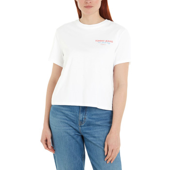 Υφασμάτινα Γυναίκα T-shirt με κοντά μανίκια Tommy Hilfiger TOMMY JEANS ESSENTIAL LOGO 2 BOXY FIT T-SHIRT WOMEN ΛΕΥΚΟ
