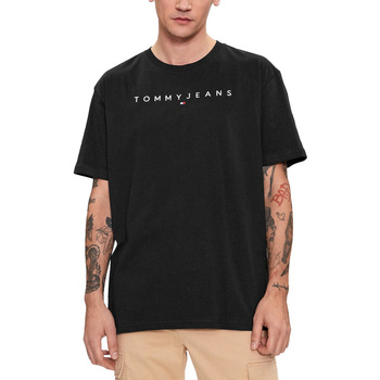 Υφασμάτινα Άνδρας T-shirt με κοντά μανίκια Tommy Hilfiger TOMMY JEANS LINEAR LOGO REGULAR FIT T-SHIRT MEN ΛΕΥΚΟ- ΜΑΥΡΟ