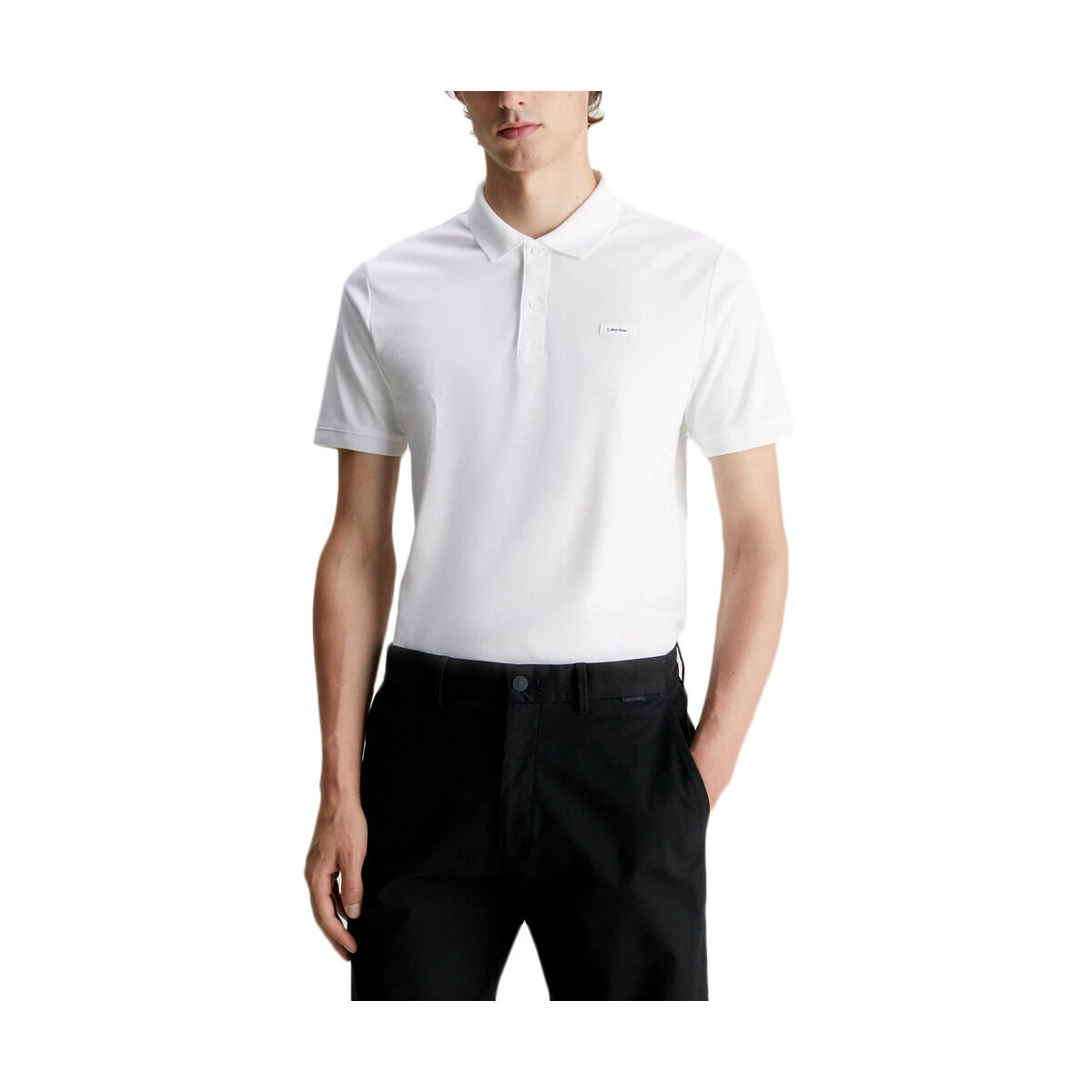 Υφασμάτινα Άνδρας T-shirt με κοντά μανίκια Calvin Klein Jeans SMOOTH COTTON SLIM FIT POLO T-SHIRT MEN ΛΕΥΚΟ