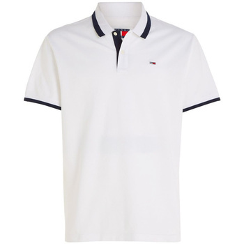 Tommy Hilfiger TOMMY JEANS SOLID TIPPED REGULAR FIT POLO T-SHIRT MEN ΛΕΥΚΟ- ΜΠΛΕ