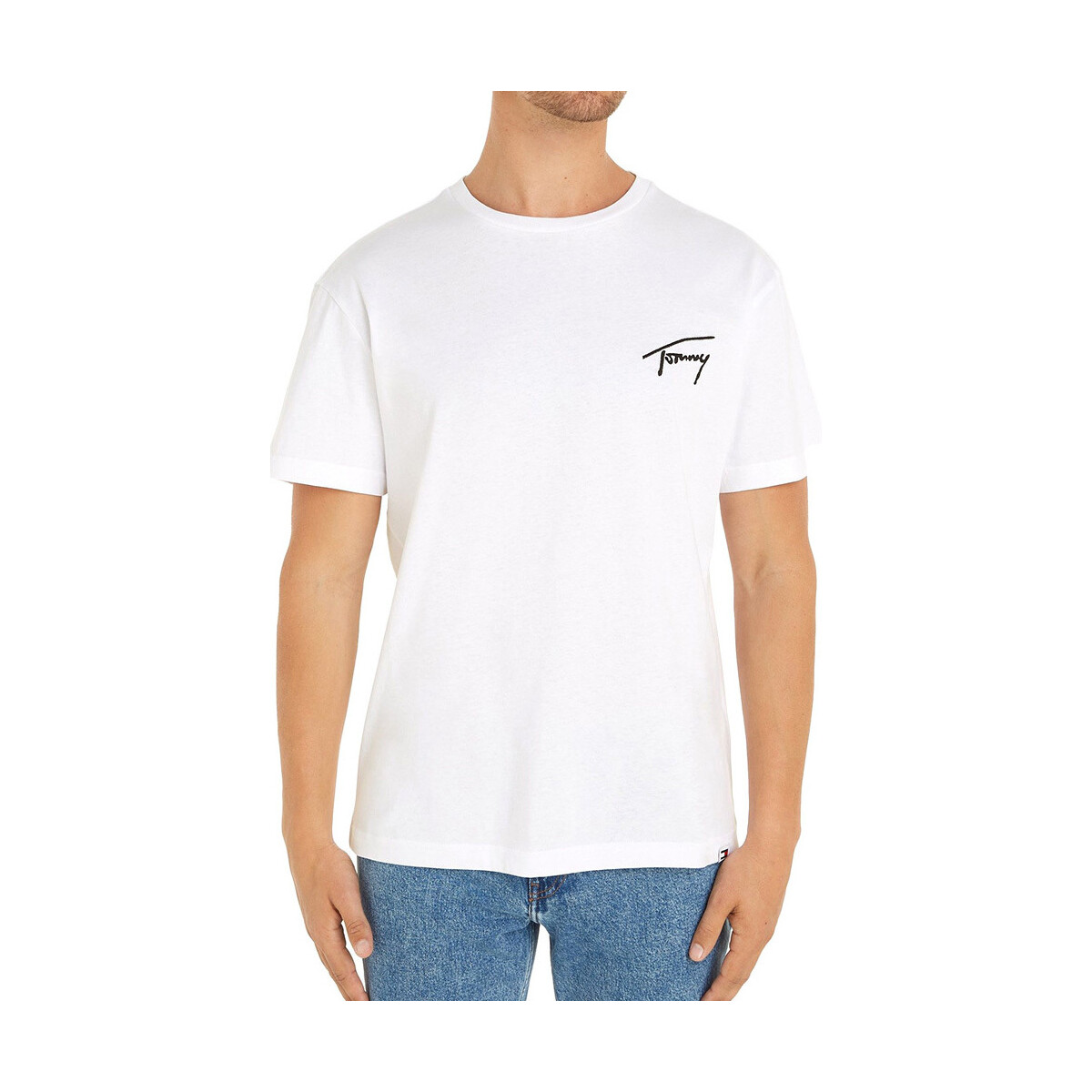 Υφασμάτινα Άνδρας T-shirt με κοντά μανίκια Tommy Hilfiger TOMMY JEANS SIGNATURE REGULAR FIT T-SHIRT MEN ΛΕΥΚΟ- ΜΑΥΡΟ
