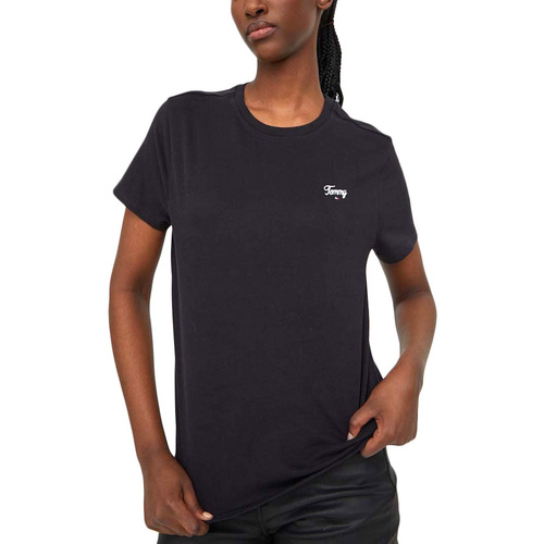 Υφασμάτινα Γυναίκα T-shirt με κοντά μανίκια Tommy Hilfiger TOMMY JEANS SCRIPT REGULAR FIT T-SHIRT WOMEN ΜΑΥΡΟ