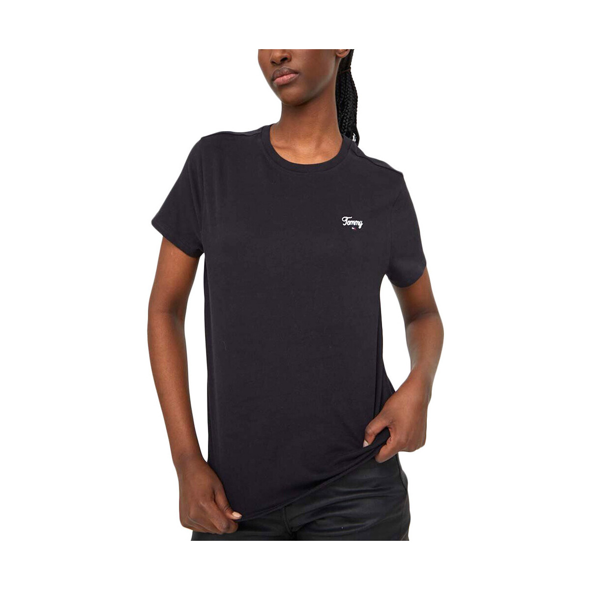 Υφασμάτινα Γυναίκα T-shirt με κοντά μανίκια Tommy Hilfiger TOMMY JEANS SCRIPT REGULAR FIT T-SHIRT WOMEN ΜΑΥΡΟ