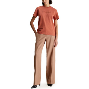 Calvin Klein Jeans SATIN PRINT GRAPHIC T SHIRT WOMEN ΚΑΦΕ