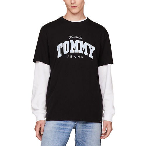 Υφασμάτινα Άνδρας T-shirt με κοντά μανίκια Tommy Hilfiger TOMMY JEANS VARSITY REGULAR FIT T-SHIRT MEN ΜΑΥΡΟ- ΣΙΕΛ