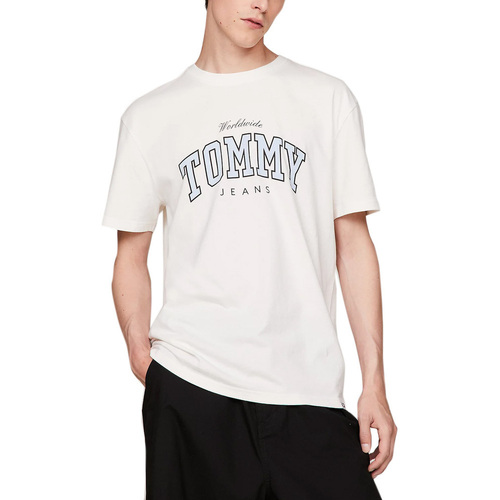 Υφασμάτινα Άνδρας T-shirt με κοντά μανίκια Tommy Hilfiger TOMMY JEANS VARSITY REGULAR FIT T-SHIRT MEN ΕΚΡΟΥ- ΣΙΕΛ