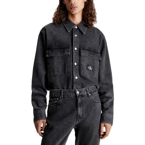 Υφασμάτινα Άνδρας Πουκάμισα με μακριά μανίκια Calvin Klein Jeans DENIM LINEAR RELAXED FIT SHIRT MEN ΜΑΥΡΟ