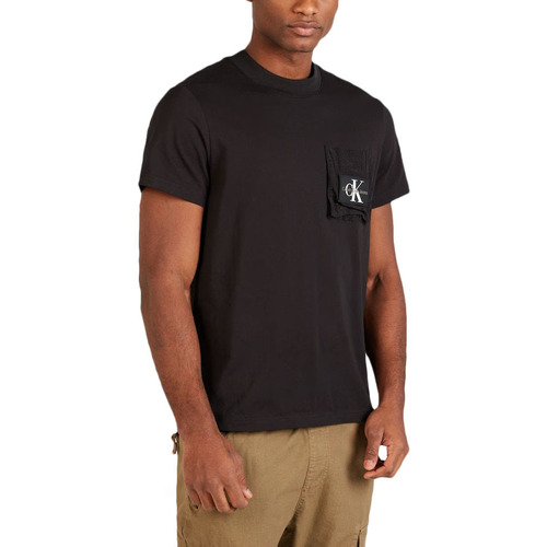 Υφασμάτινα Άνδρας T-shirt με κοντά μανίκια Calvin Klein Jeans RIPSTOP PANELLED T-SHIRT MEN ΜΑΥΡΟ