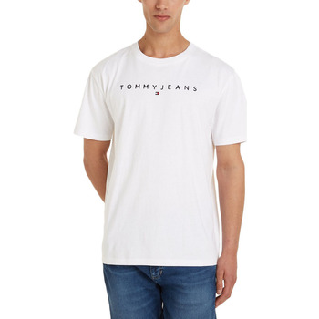 Υφασμάτινα Άνδρας T-shirt με κοντά μανίκια Tommy Hilfiger TOMMY JEANS LINEAR LOGO REGULAR FIT T-SHIRT MEN ΛΕΥΚΟ- ΜΑΥΡΟ