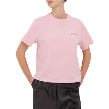 Υφασμάτινα Γυναίκα T-shirt με κοντά μανίκια Tommy Hilfiger TOMMY JEANS ESSENTIAL LOGO 2 BOXY FIT T-SHIRT WOMEN ΛΕΥΚΟ- ΡΟΖ