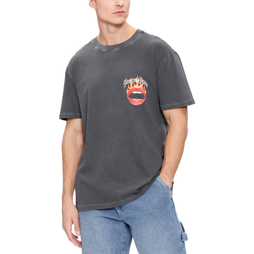 Υφασμάτινα Άνδρας T-shirt με κοντά μανίκια Tommy Hilfiger TOMMY JEANS VINTAGE FIRE LIPS REGULAR FIT T-SHIRT MEN ΓΚΡΙ- ΚΟΚΚΙΝΟ- ΛΕΥΚΟ