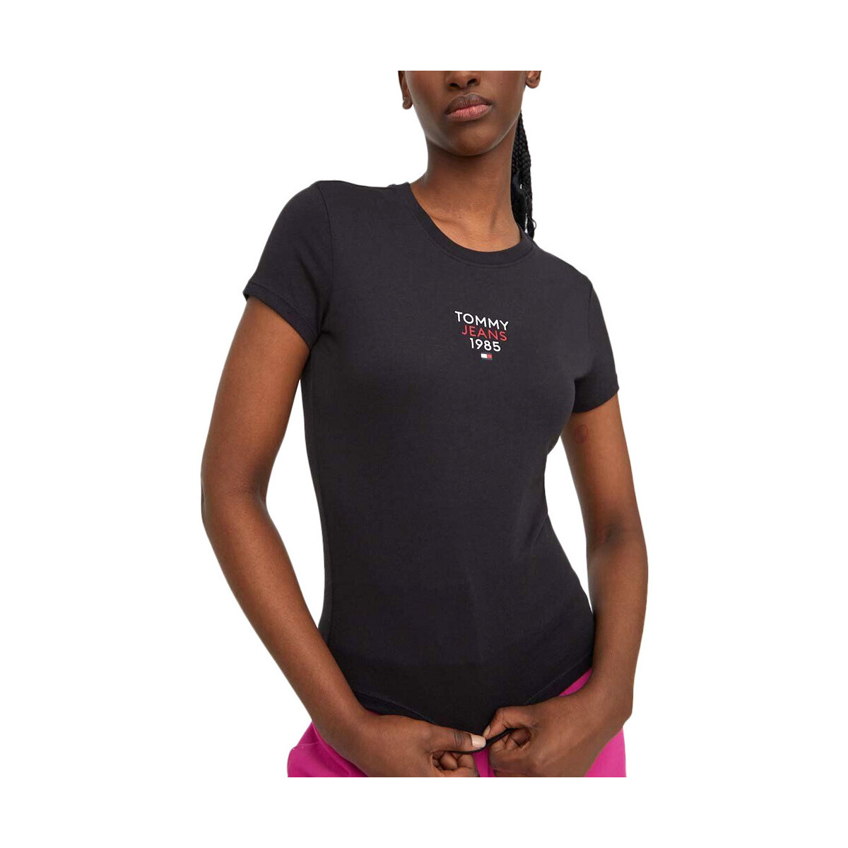 Υφασμάτινα Γυναίκα T-shirt με κοντά μανίκια Tommy Hilfiger TOMMY JEANS ESSENTIAL LOGO 1 SLIM FIT T-SHIRT WOMEN ΜΑΥΡΟ