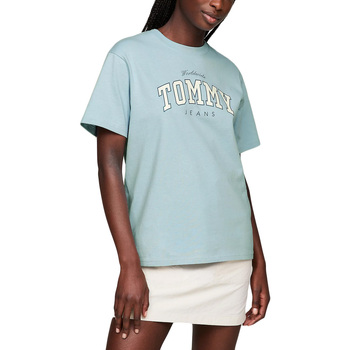 Υφασμάτινα Γυναίκα T-shirt με κοντά μανίκια Tommy Hilfiger TOMMY JEANS VARSITY LUX RELAXED FIT T-SHIRT WOMEN ΛΕΥΚΟ- ΣΙΕΛ