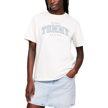 Υφασμάτινα Γυναίκα T-shirt με κοντά μανίκια Tommy Hilfiger TOMMY JEANS VARSITY LUX RELAXED FIT T-SHIRT WOMEN ΛΕΥΚΟ- ΣΙΕΛ