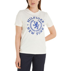 Υφασμάτινα Γυναίκα T-shirt με κοντά μανίκια Tommy Hilfiger CREST C NECK REGULAR FIT T-SHIRT WOMEN ΜΠΕΖ- ΜΠΛΕ
