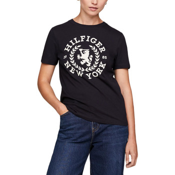 Υφασμάτινα Γυναίκα T-shirt με κοντά μανίκια Tommy Hilfiger CREST C NECK REGULAR FIT T-SHIRT WOMEN ΛΕΥΚΟ- ΜΠΛΕ