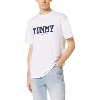 Υφασμάτινα Άνδρας T-shirt με κοντά μανίκια Tommy Hilfiger TOMMY JEANS FRONT BACK REGULAR FIT T-SHIRT MEN ΛΕΥΚΟ- ΜΠΛΕ