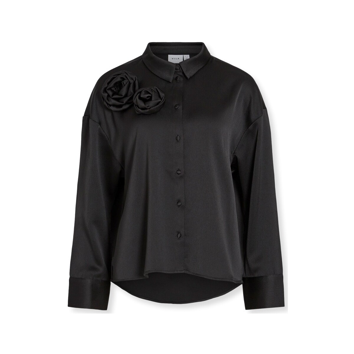 Vila  Μπλούζα Vila Medina Rose Shirt L/S - Black