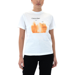 Υφασμάτινα Γυναίκα T-shirt με κοντά μανίκια Calvin Klein Jeans WATERCOLOR FADE T-SHIRT WOMEN ΛΕΥΚΟ- ΠΟΡΤΟΚΑΛΙ