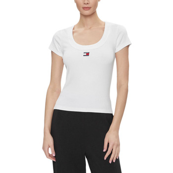 Υφασμάτινα Γυναίκα T-shirt με κοντά μανίκια Tommy Hilfiger TOMMY JEANS RIB BADGE SLIM FIT T-SHIRT WOMEN ΛΕΥΚΟ