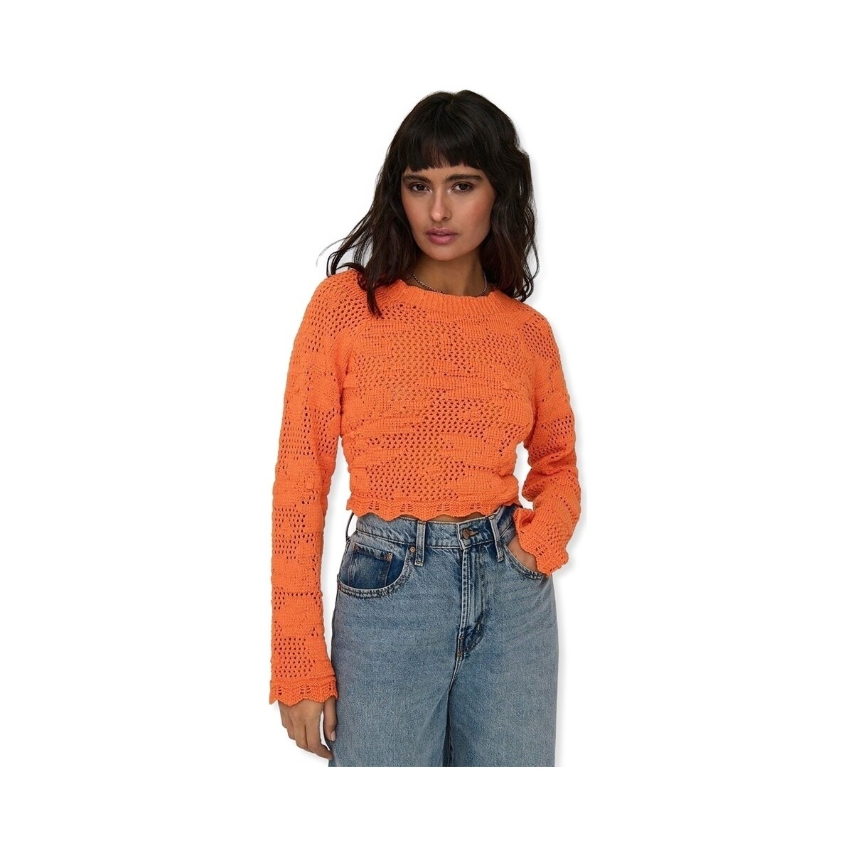 Only  Πουλόβερ Only Cille Life Knit L/S - Tangerine