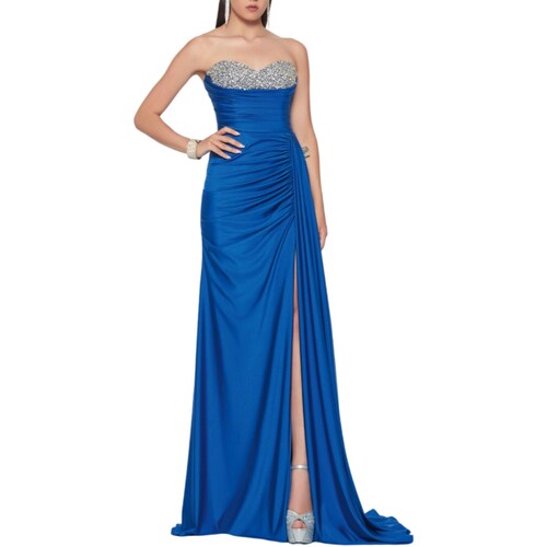 Υφασμάτινα Γυναίκα Κοντά Φορέματα Impero Couture OYD13-219 Μπλέ