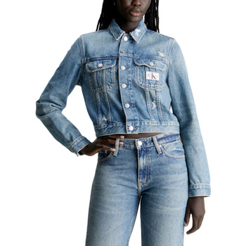 Υφασμάτινα Γυναίκα Μπουφάν Calvin Klein Jeans CROPPED 90'S DENIM JACKET WOMEN ΜΠΛΕ