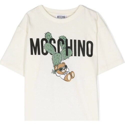 Υφασμάτινα Αγόρι Μπλουζάκια με μακριά μανίκια Moschino HTM03RLAA02 Άσπρο